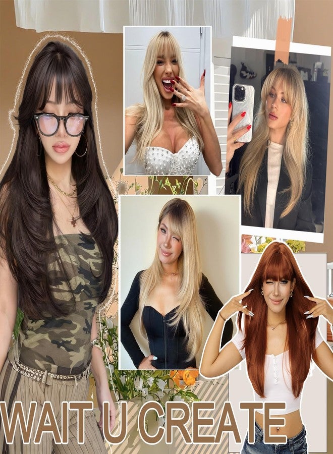 Nnzes Black 26-inch Long Wig with Bangs for Women - Straight Layered Style, Realistic Scalp, Freestyle Parting, Natural-Looking & Heat-Resistant Synthetic Hair for Daily and Party Use - Image 5